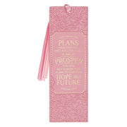For I Know the Plans Sunset Pink Faux Leather Bookmark - Jeremiah 29:11