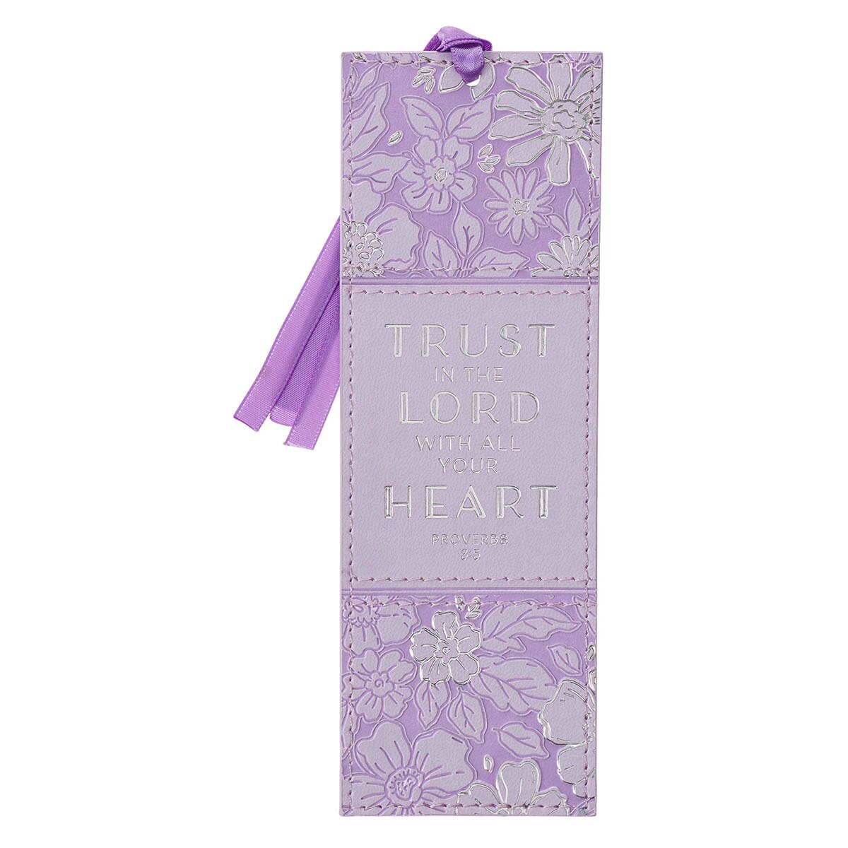 Trust in the Lord Heart Lilac Faux Leather Bookmark - Proverbs 3:5