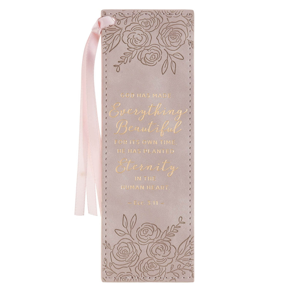 Everything Beautiful Taupe Faux Leather Bookmark - Ecclesiastes 3:11