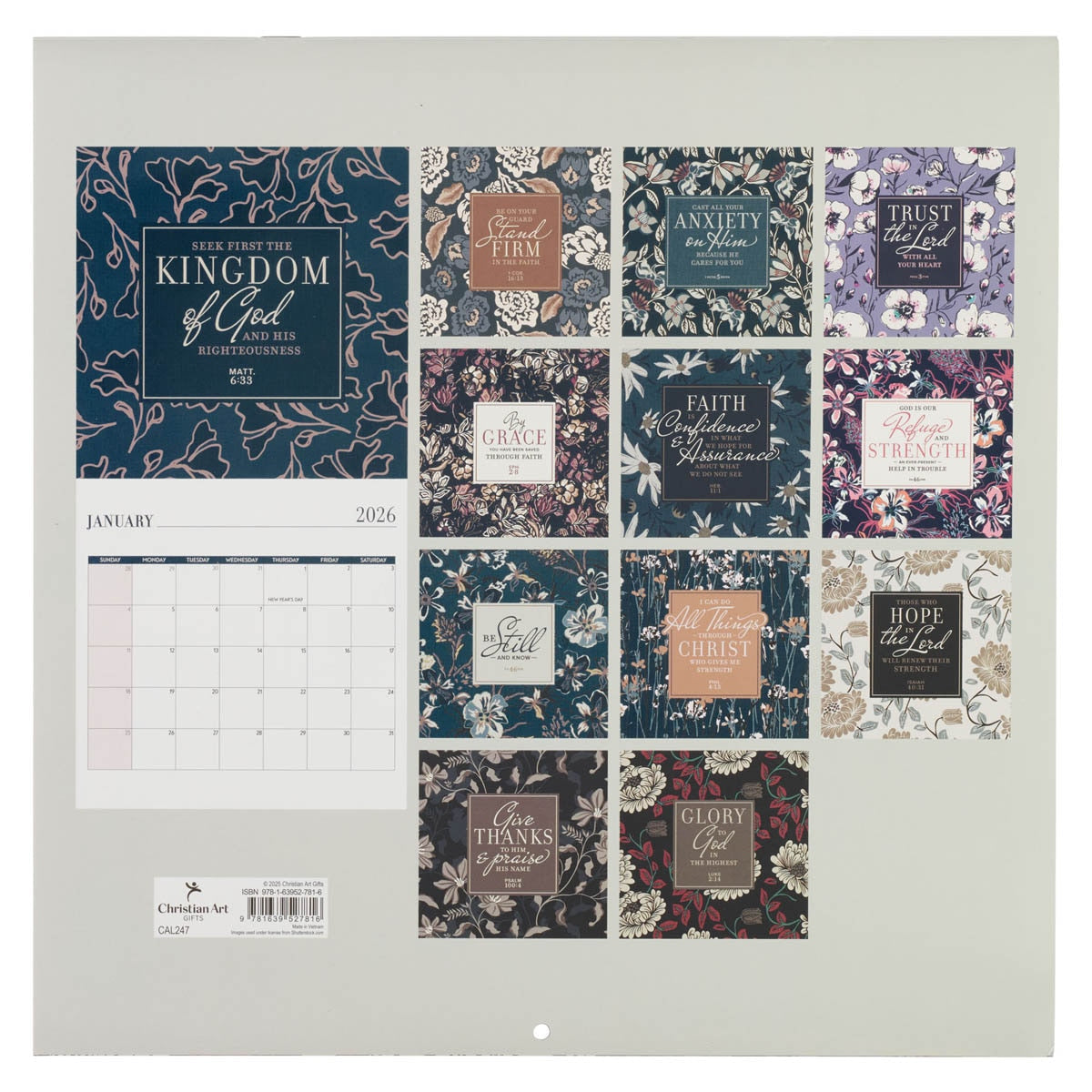 2026 Be Still and Know Large Wall Calendar - Psalm 46:10