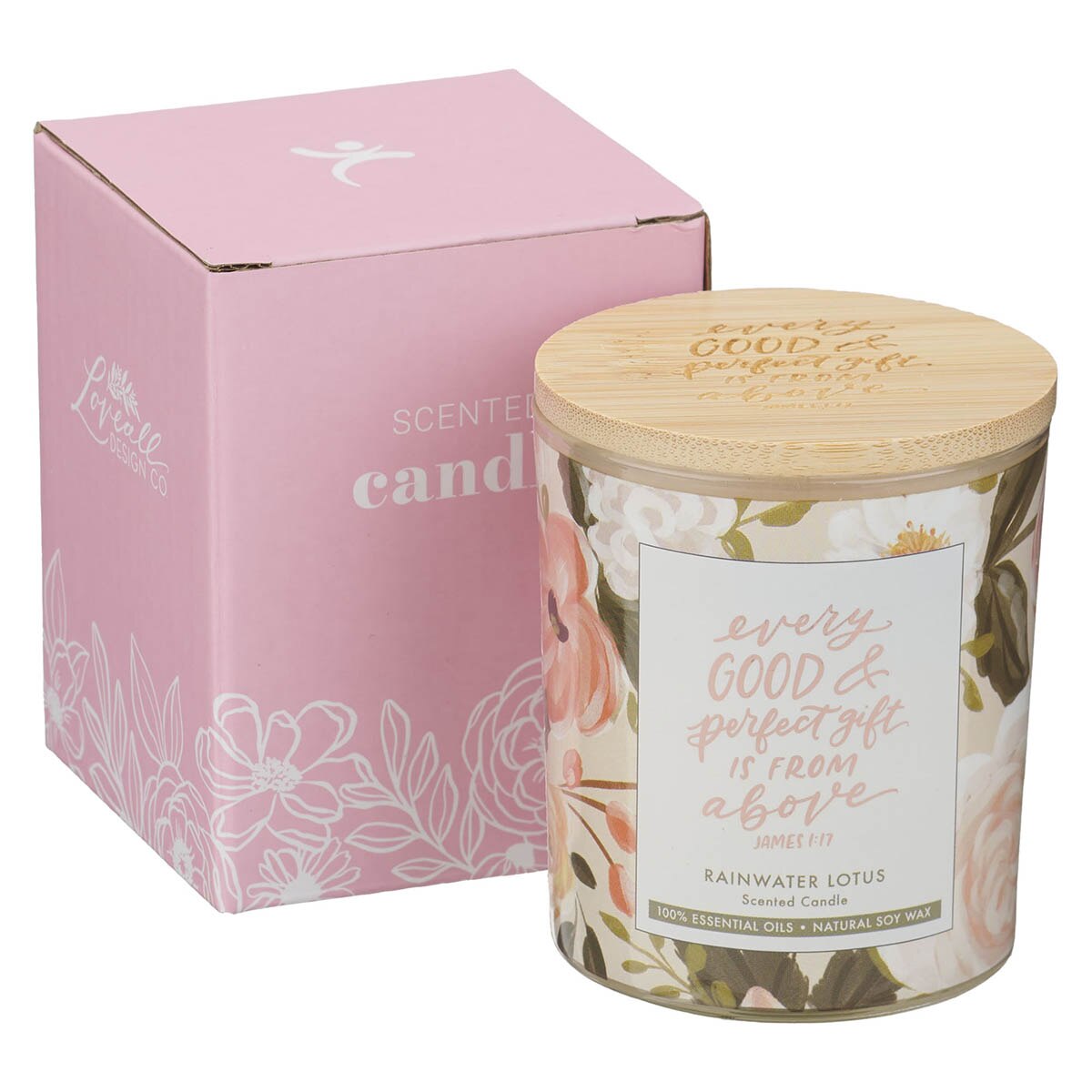 Every Good and Perfect Gift Rainwater Lotus Scented Candle - James 1:17