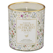 Sufficient Grace Sage and Lavender Scented Candle in a Glass Jar - 2 Corinthians 12:9