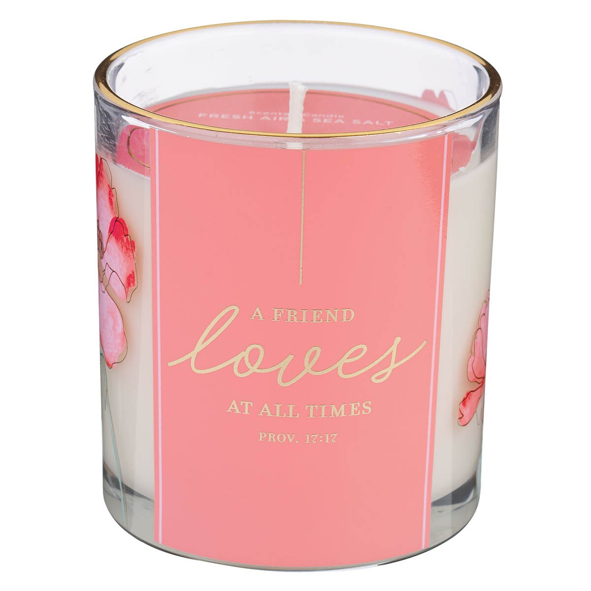 A Friend Loves at All Times Fresh Air and Sea Salt Scented Candle in a Glass Jar - Proverbs 17:17