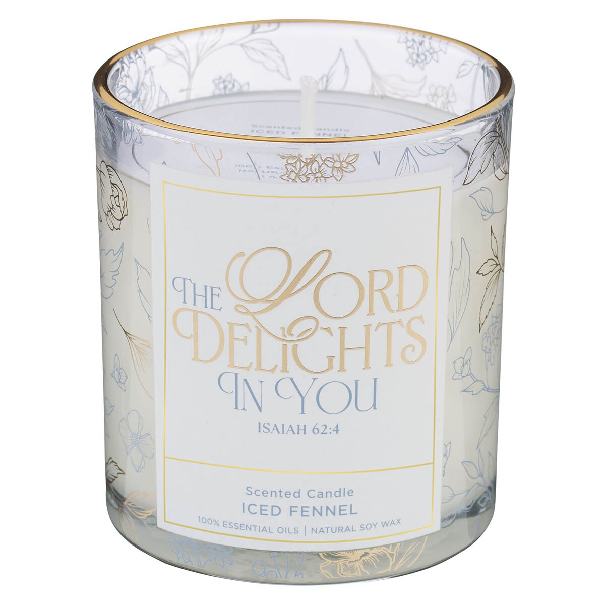 The Lord Delights in You Iced Fennel Scented Candle in a Glass Jar - Isaiah 62:4