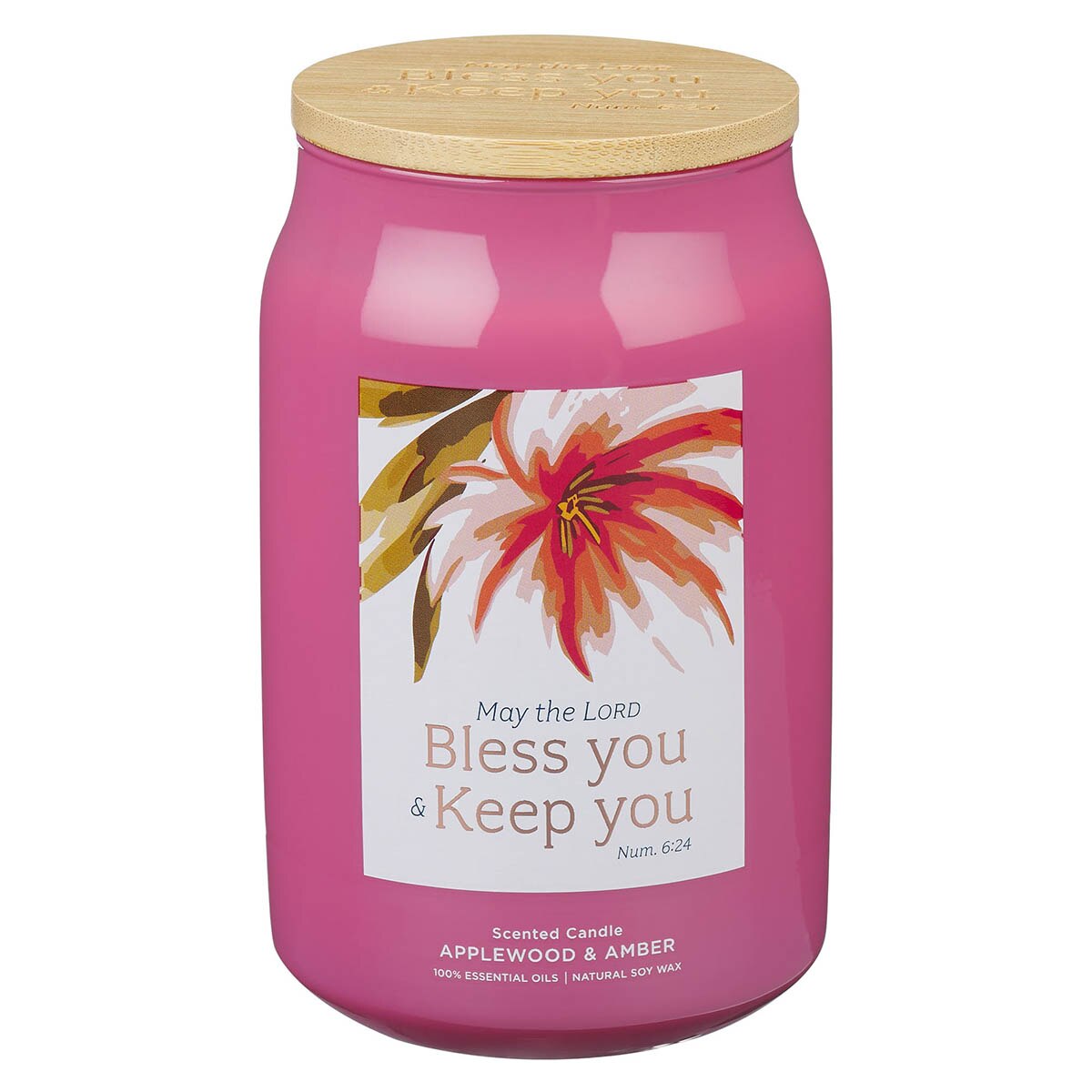 Bless You and Keep You Applewood and Amber Scented Candle in a Glass Jar - Numbers 6:24