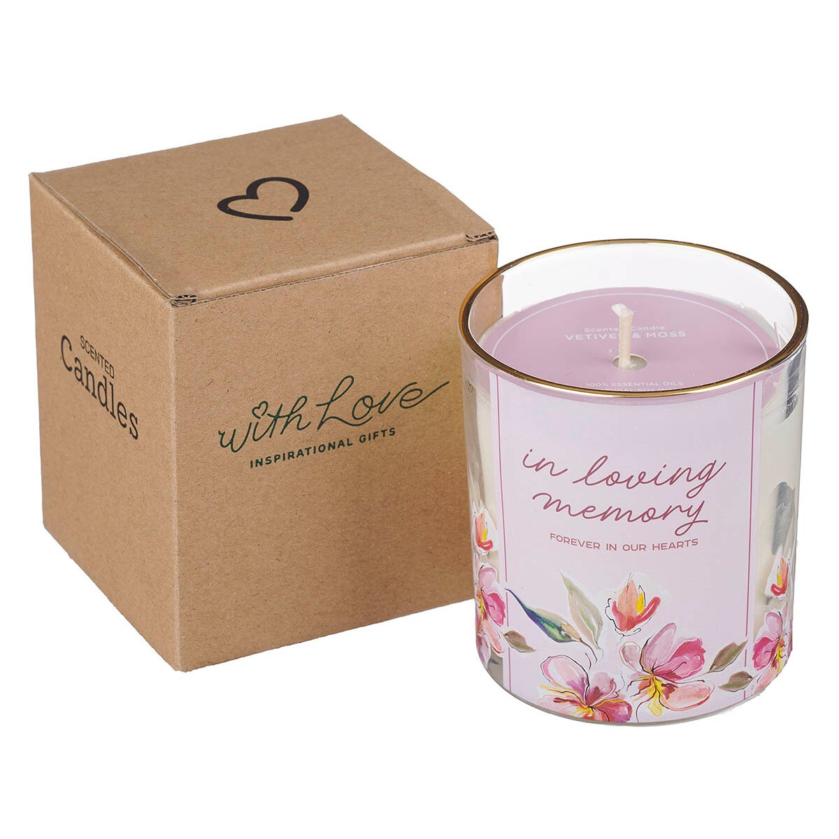 In Loving Memory Vetiver and Moss Scented Candle in a Glass Jar 