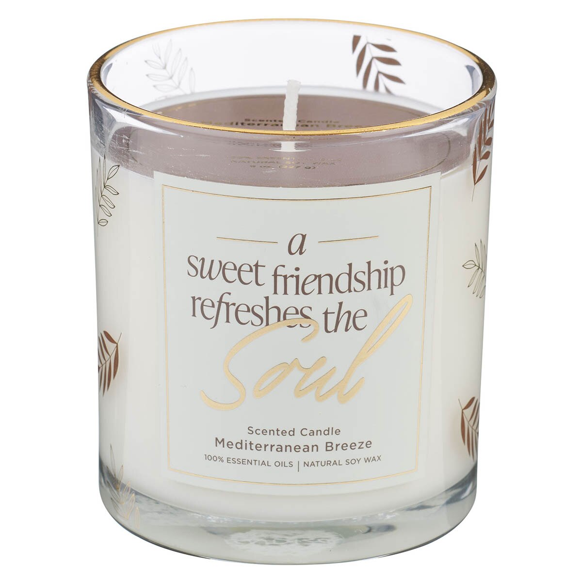 A Sweet Friendship Mediterranean Breeze Scented Candle in a Glass Jar