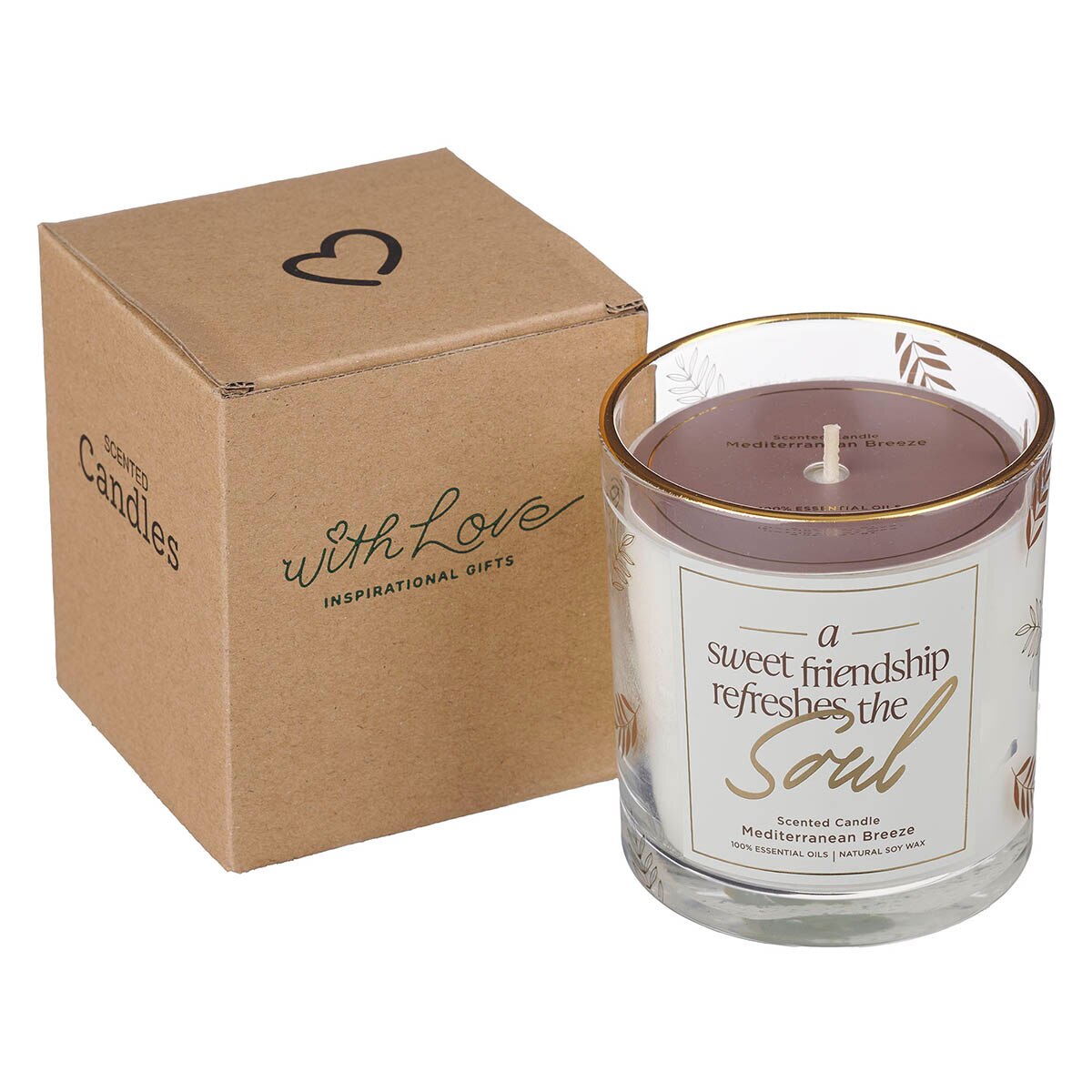 A Sweet Friendship Mediterranean Breeze Scented Candle in a Glass Jar
