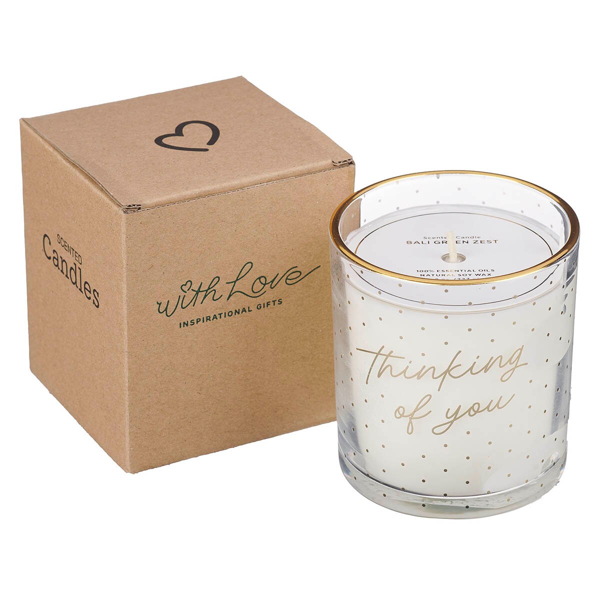 Thinking of You Bali Green Zest Scented Candle in a Glass Jar