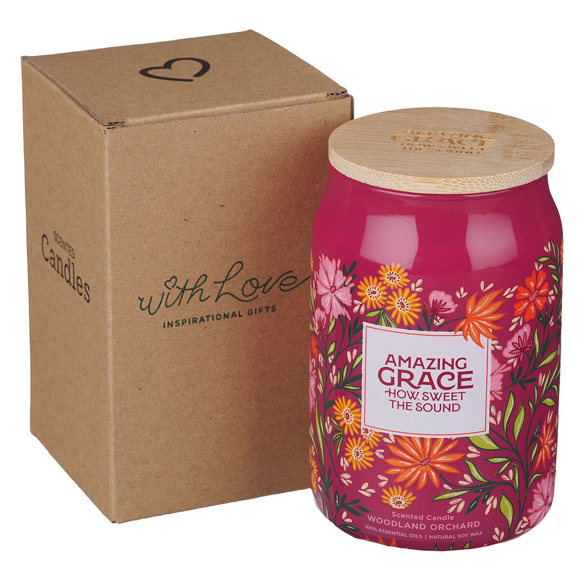 Amazing Grace Woodland Orchard Scented Candle in a Glass Jar