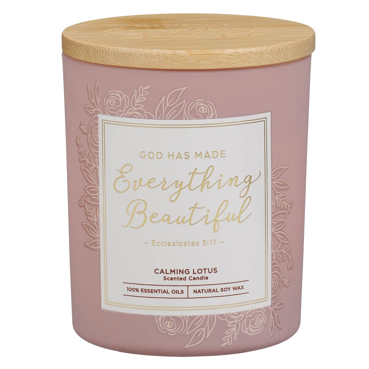 Everything Beautiful Calming Lotus Scented Candle in a Glass Jar - Ecclesiastes 3:11