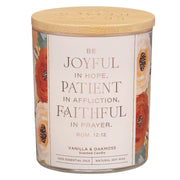 Be Joyful in Hope Vanilla & Oakmoss Scented Candle in a Glass Jar - Romans 12:12