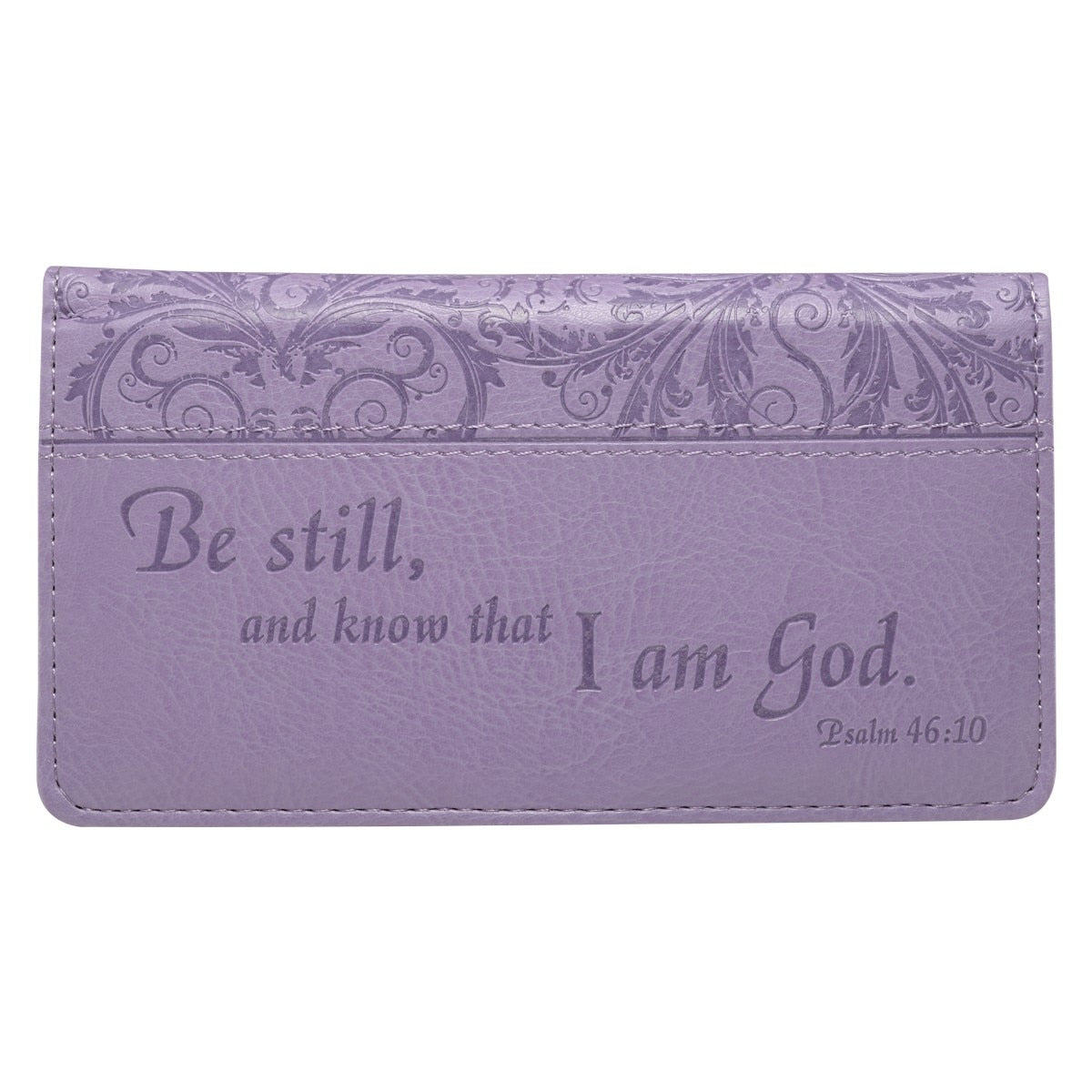 Be Still Purple Faux Leather Checkbook Cover - Psalm 46:10
