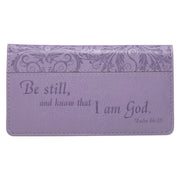 Be Still Purple Faux Leather Checkbook Cover - Psalm 46:10
