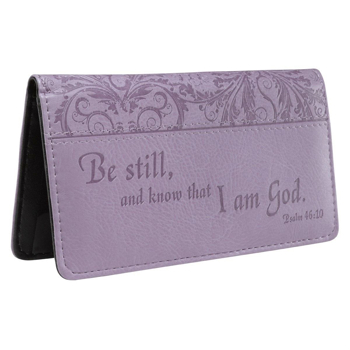 Be Still Purple Faux Leather Checkbook Cover - Psalm 46:10