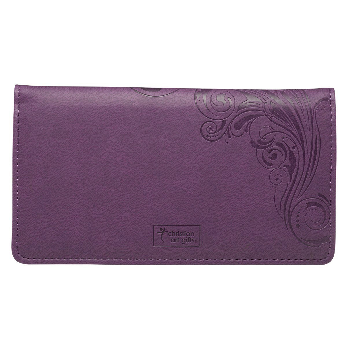 I Can Do Everything Through Him Purple Faux Leather Checkbook Wallet - Philippians 4:13