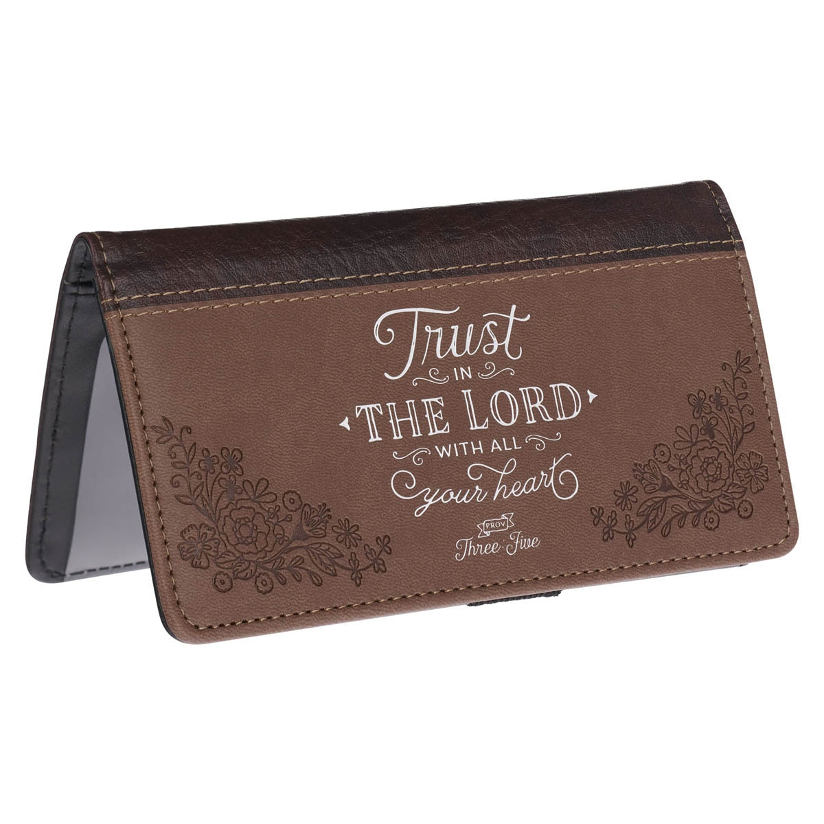 Trust In The LORD Two-tone Brown Faux Leather Checkbook Cover - Proverbs 3:5