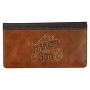 Man of God Honey-brown-Espresso Faux Leather Checkbook Wallet - 1 Timothy 6:11