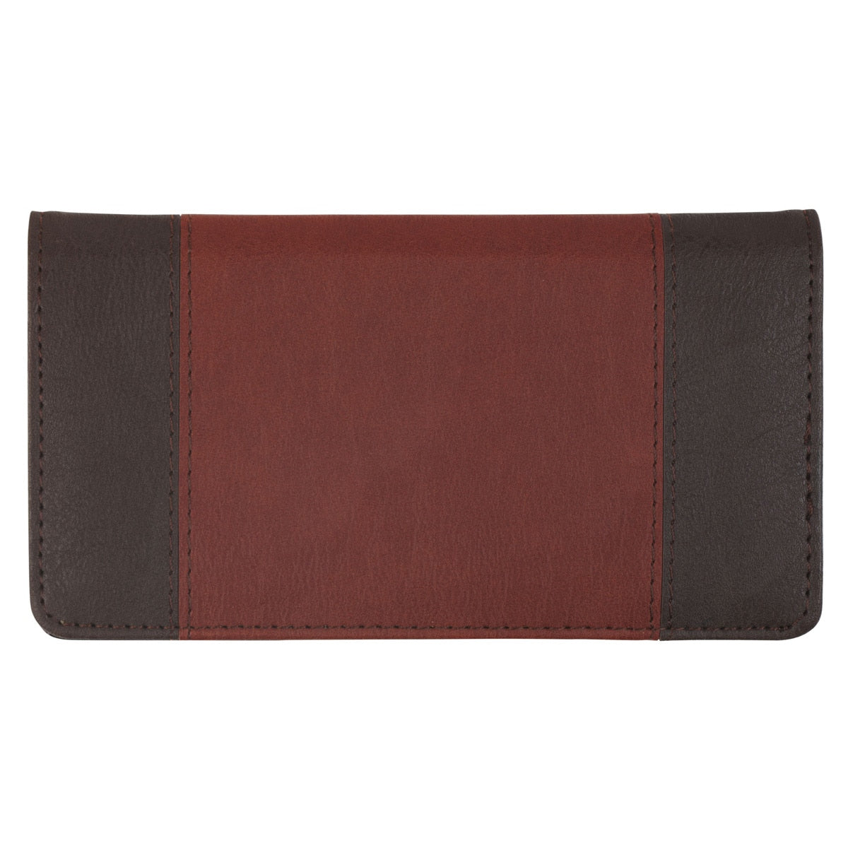 Have Made You Walnut Brown and Brick-red Faux Leather Checkbook Wallet