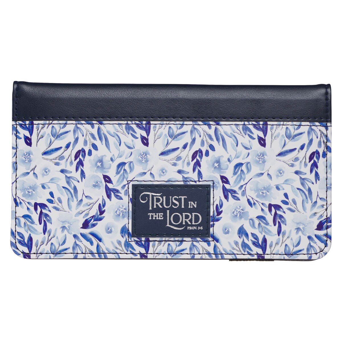 Trust in the Lord Blue Botany Faux Leather Checkbook Wallet - Proverbs 3:5