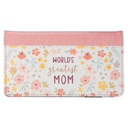 World's Greatest Mom Peach Floral Faux Leather Checkbook Wallet