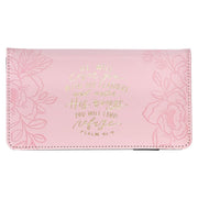 Find Refuge Pink Faux Leather Checkbook Wallet - Psalm 41:4