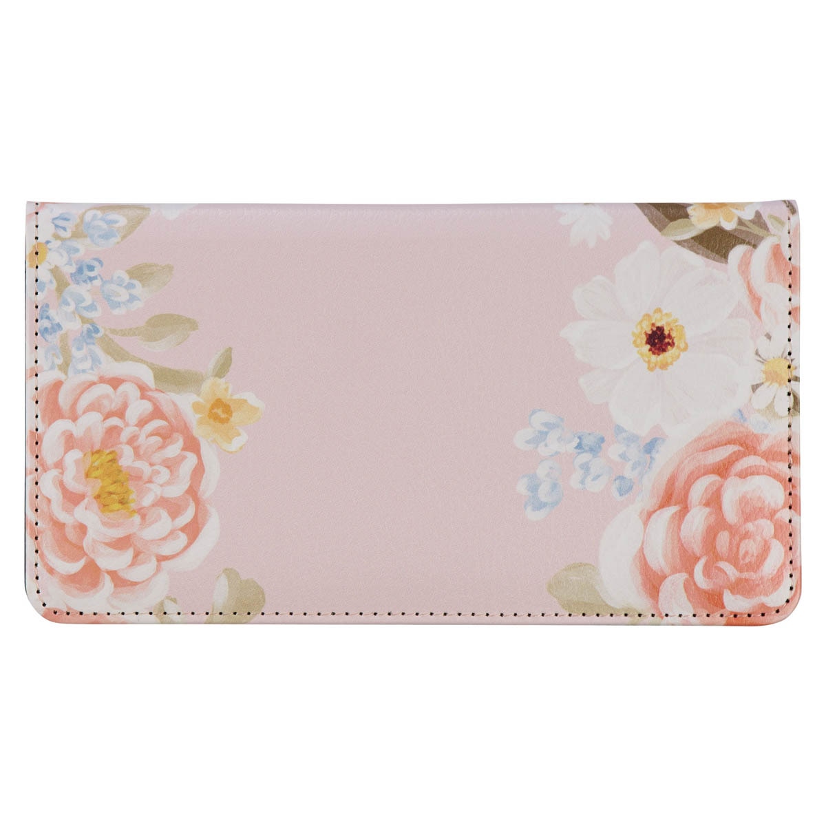 Strength and Dignity Margo Pink Floral Faux Leather Checkbook Wallet - Proverbs 31:25