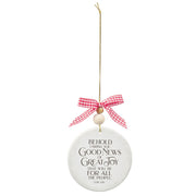 Good News White Ceramic Disc Ornament - Luke 2:10