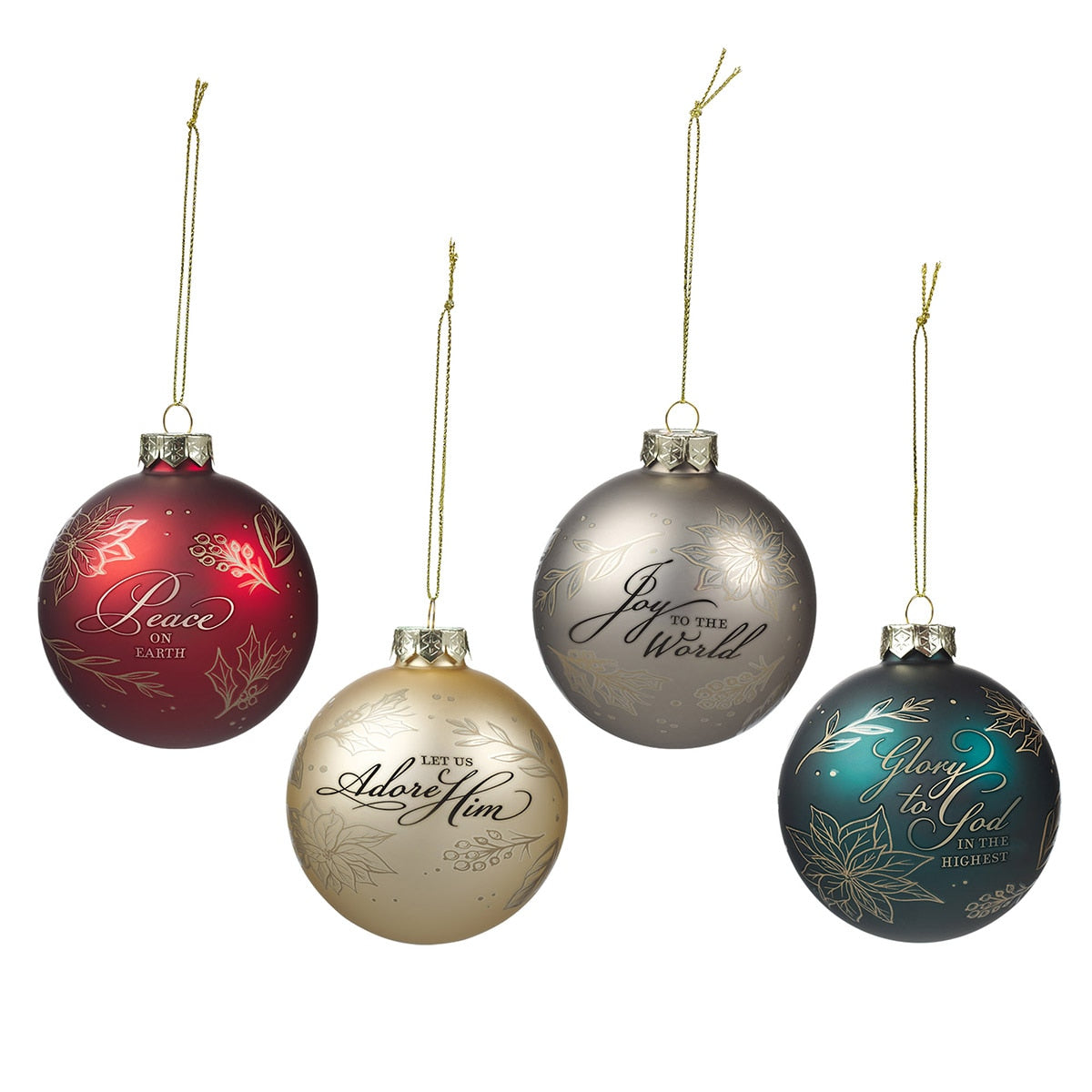 Joy to the World Glass Ornament Set