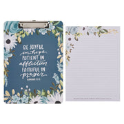 Be Joyful Blue Floral Clipboard and Notepad – Romans 12:12