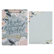 He Who Promised Is Faithful Teal Meadow Clipboard and Notepad - Hebrews 10:23