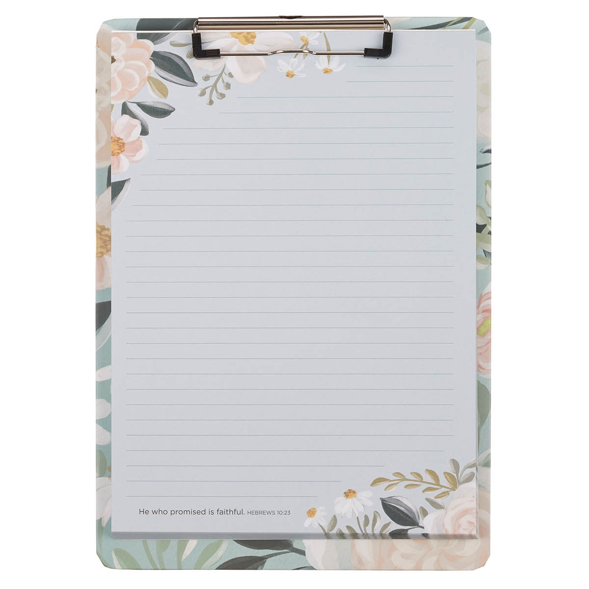 He Who Promised Is Faithful Teal Meadow Clipboard and Notepad - Hebrews 10:23