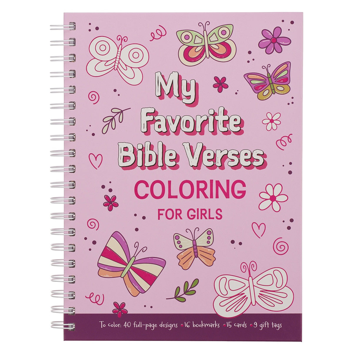 My Favorite Bible Verses Pink Wirebound Coloring Book for Girls 
