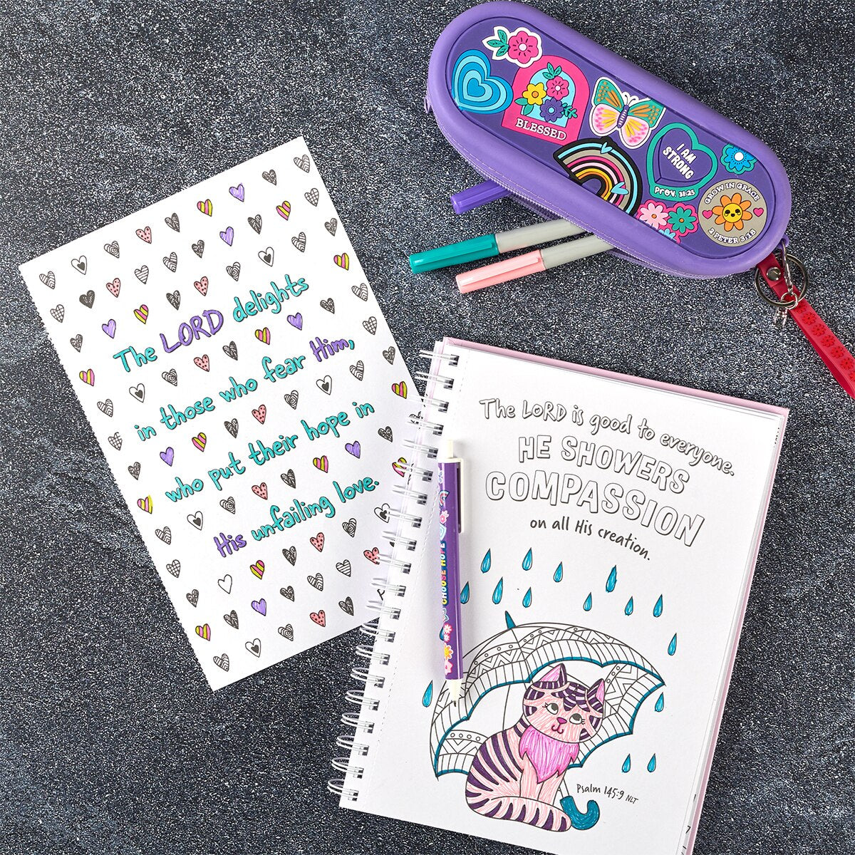 My Favorite Bible Verses Pink Wirebound Coloring Book for Girls 