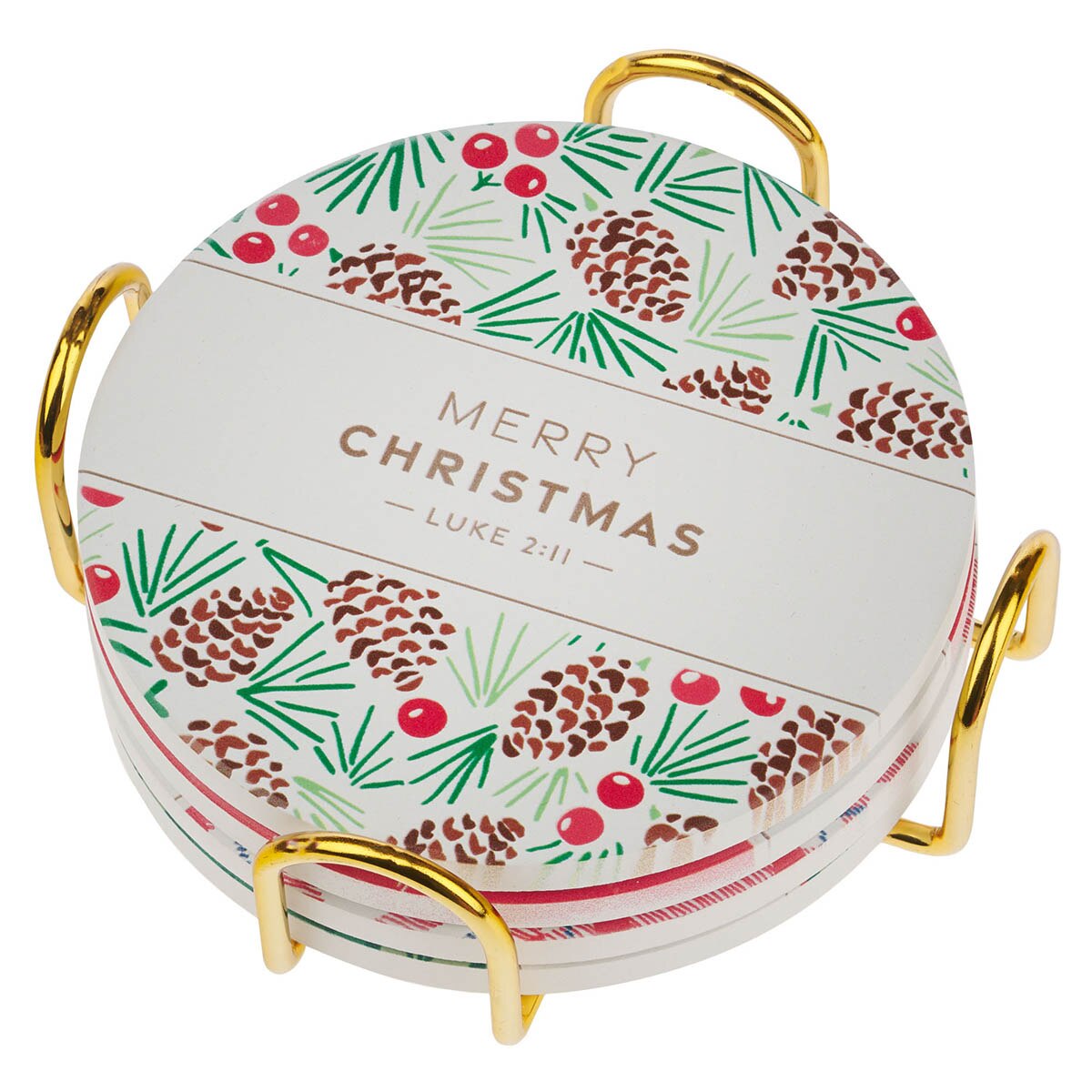 Merry Christmas Ceramic Coaster Set