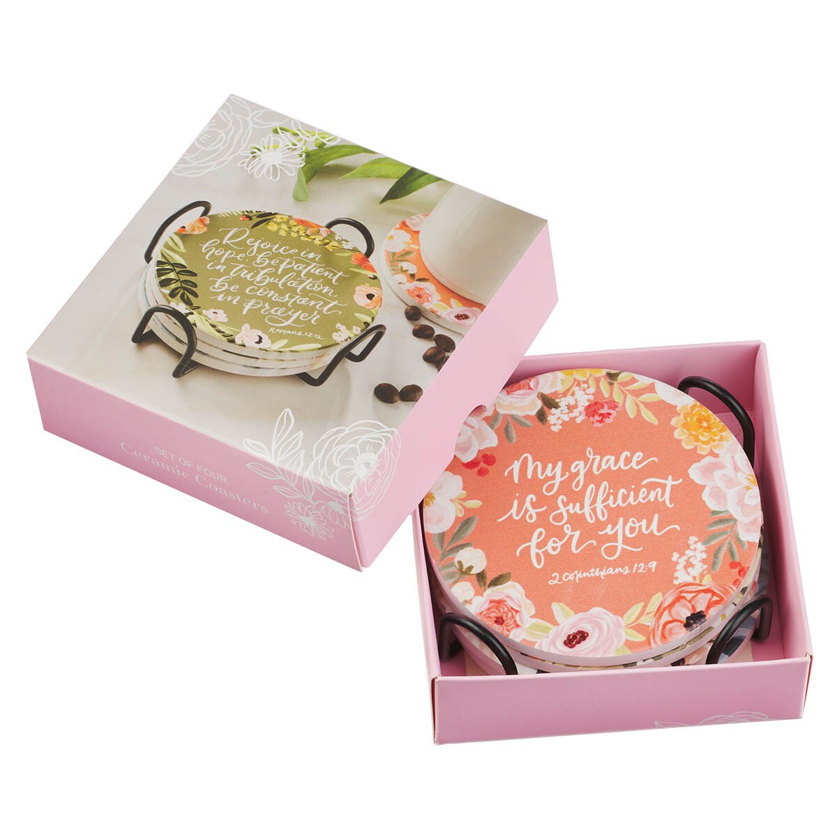 Faithful Florals Ceramic Coaster Set