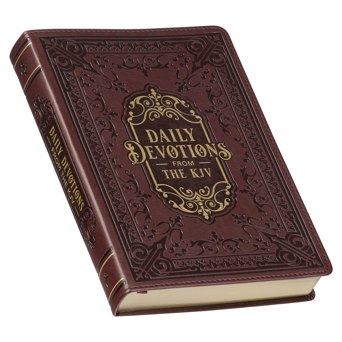 Large Print Edition Daily Devotions from the KJV Brown Faux Leather Devotional