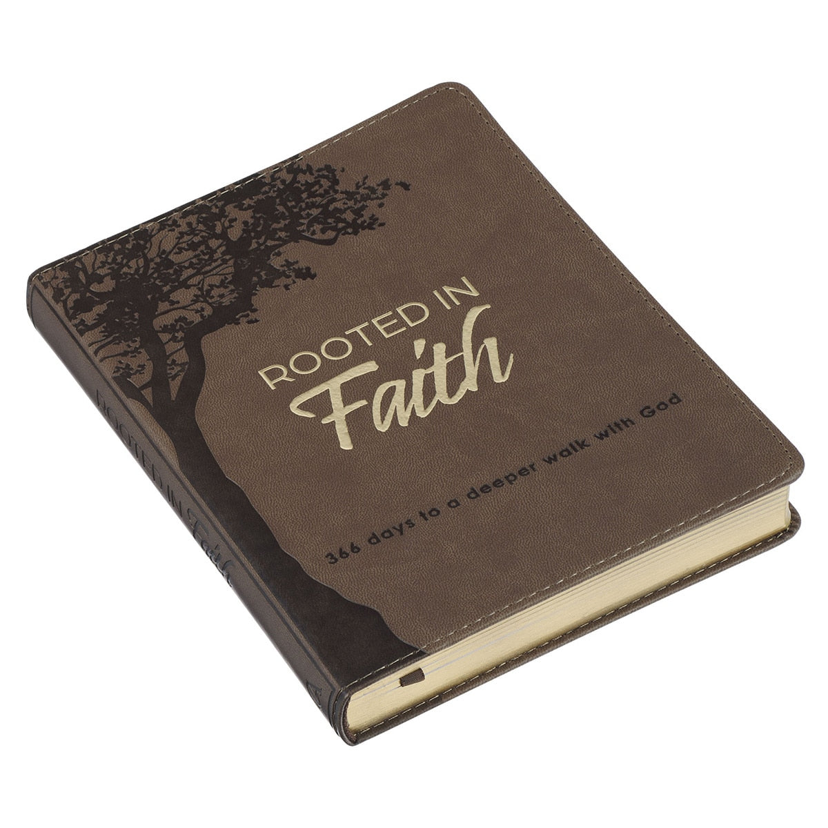 Rooted in Faith Brown Faux Leather Devotional