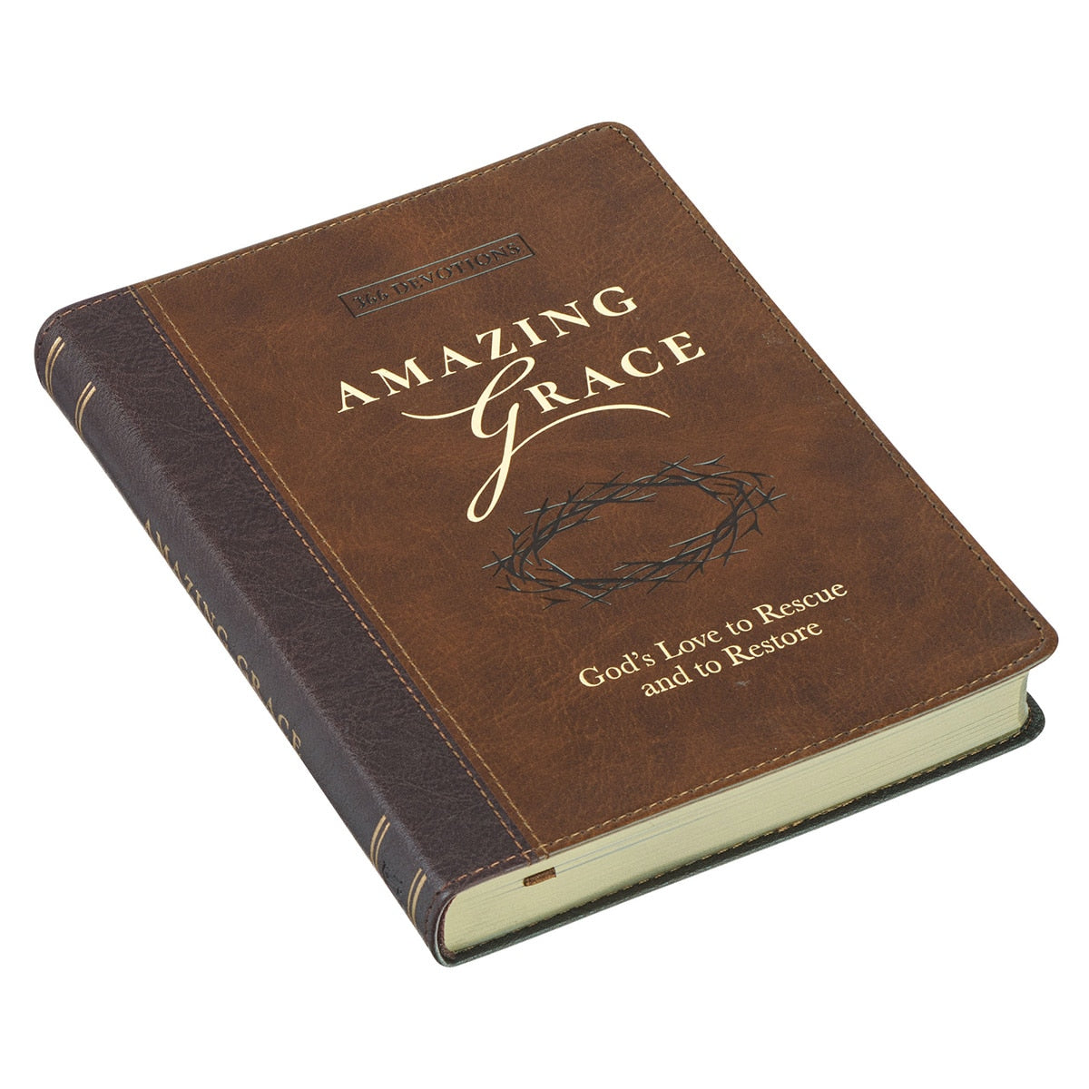 Amazing Grace Two-Tone Brown Faux Leather Daily Devotional