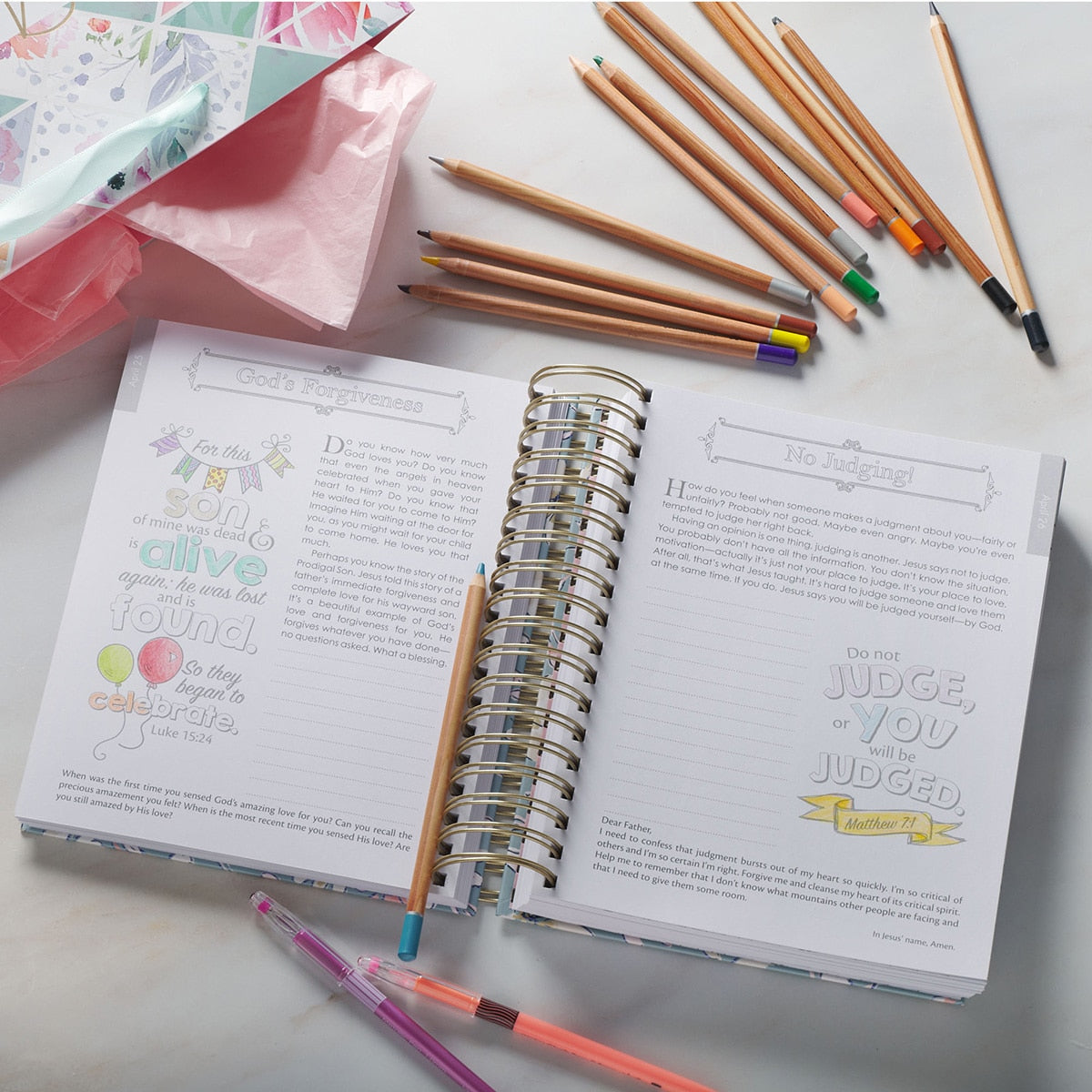 The Illustrated Words of Jesus for Women Wirebound Coloring Devotional