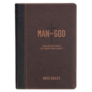 Man of God Two-Tone Brown Faux Leather Daily Devotional