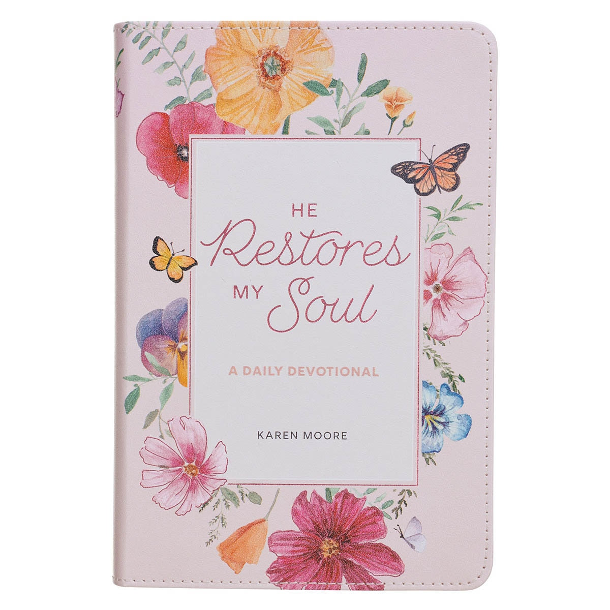 He Restores My Soul Pink Faux Leather Daily Devotional for Women