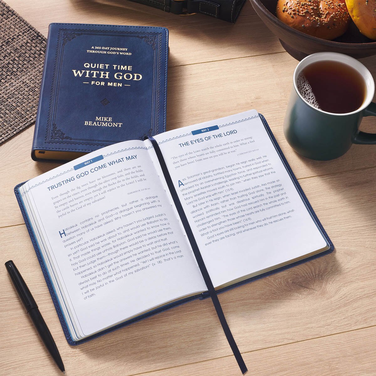 Quiet Time with God for Men Navy Blue Faux Leather Devotional