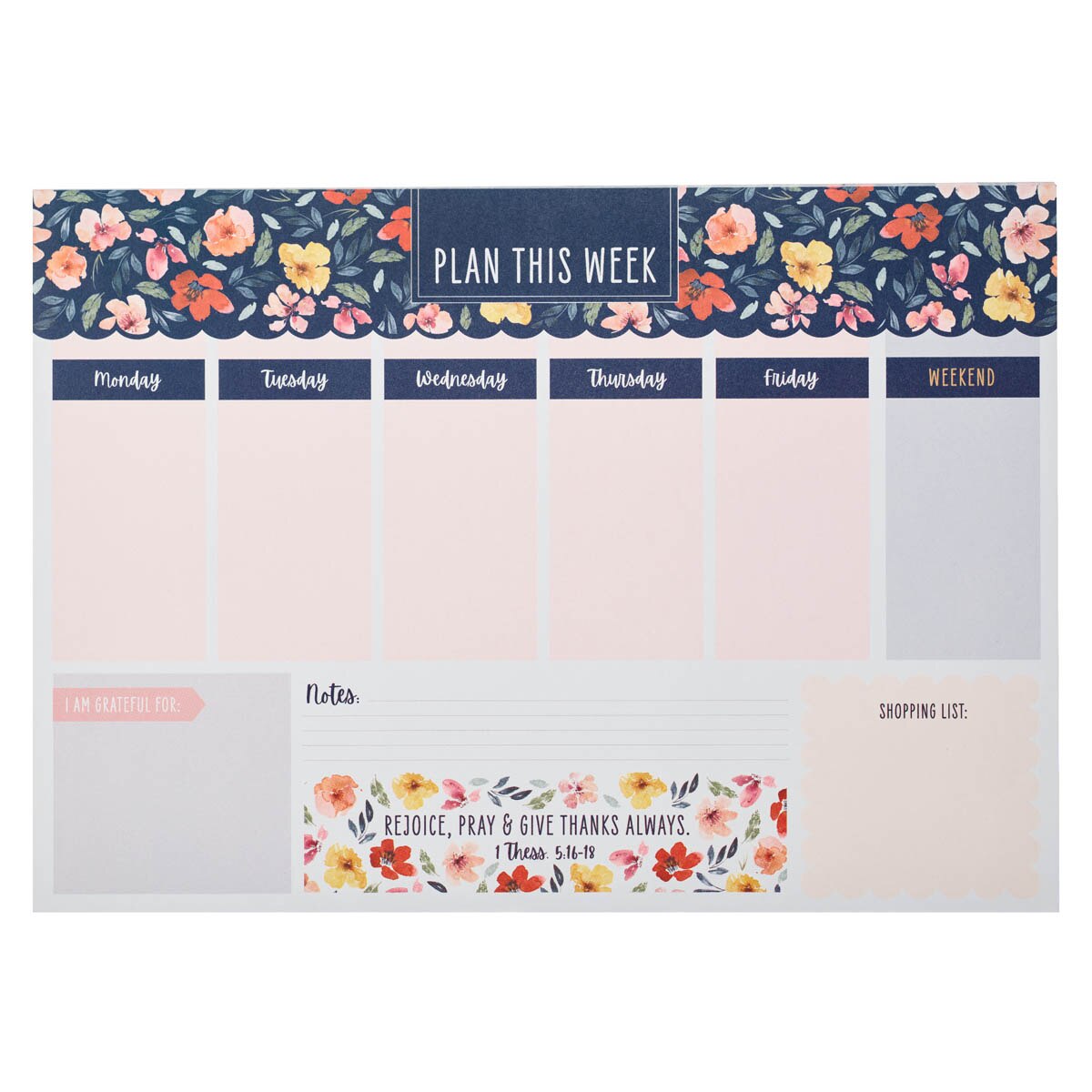 Give Thanks Always Undated Planner Pad - 1 Thessalonians 5:16-18