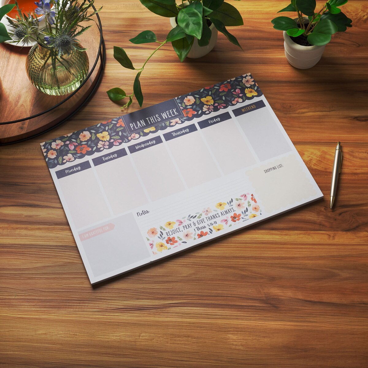 Give Thanks Always Undated Planner Pad - 1 Thessalonians 5:16-18