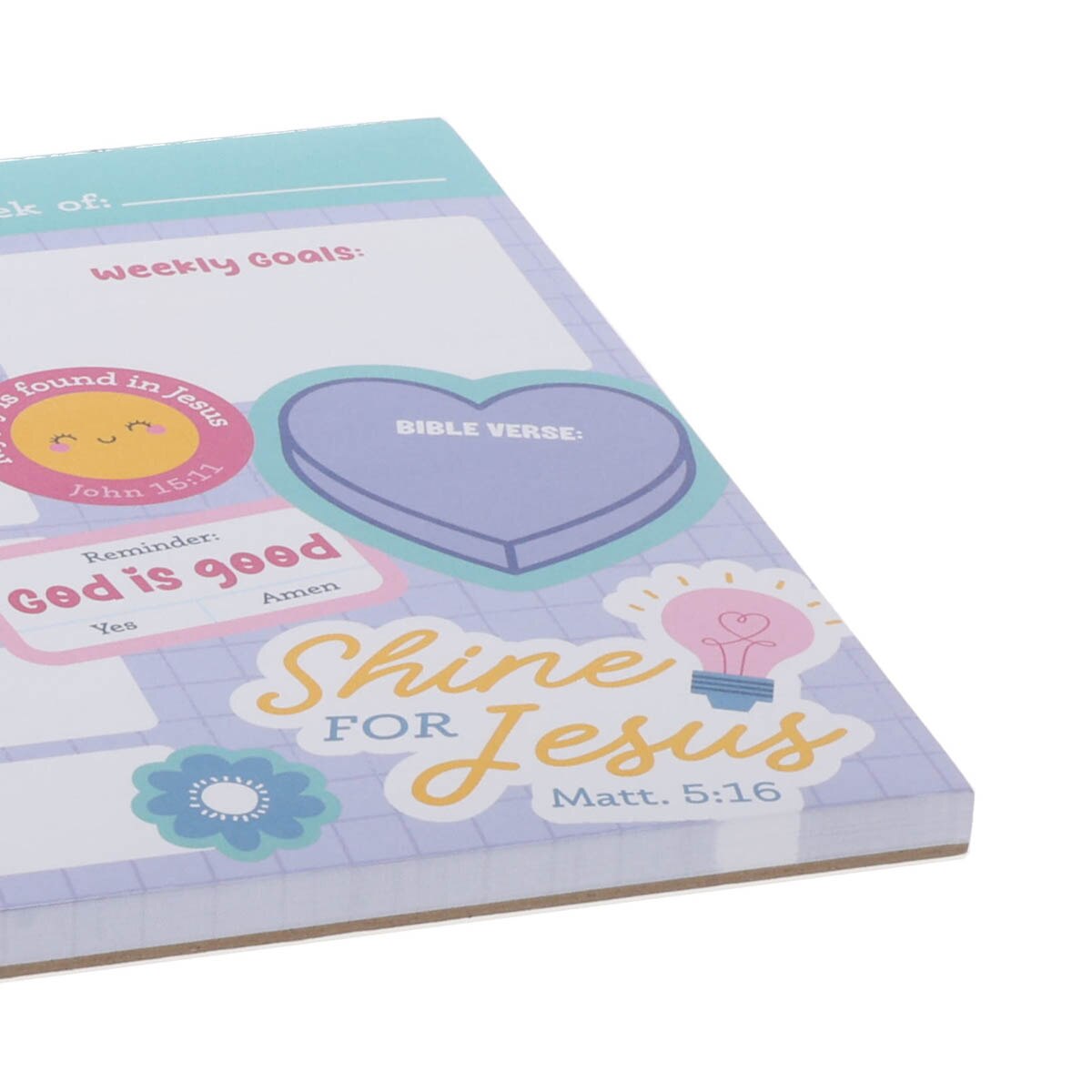 Shine For Jesus Undated Planner Pad for Girls - Matthew 5:16