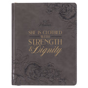 2025 Strength and Dignity Brown Faux Leather 18-Month Planner for Women  - Proverbs 31:25