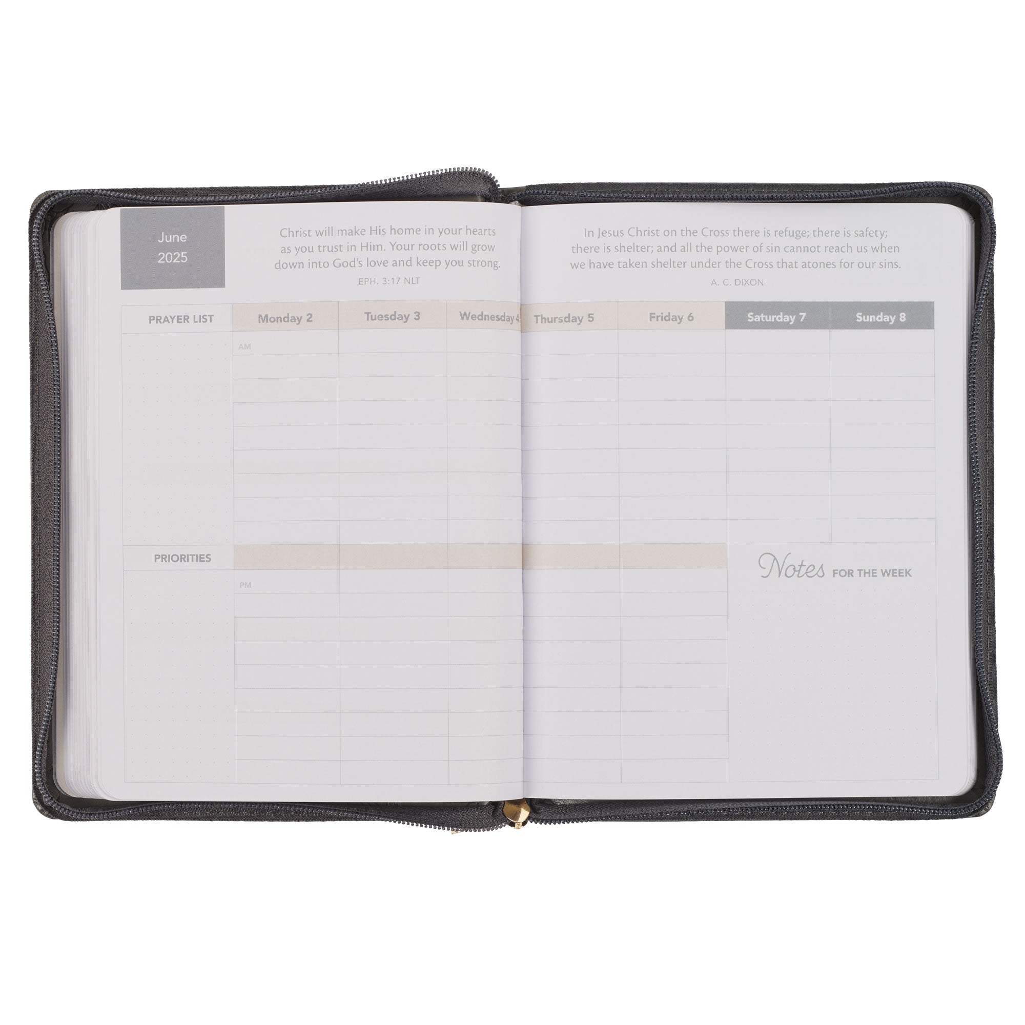 2025 Strength and Dignity Brown Faux Leather 18-Month Planner for Women  - Proverbs 31:25