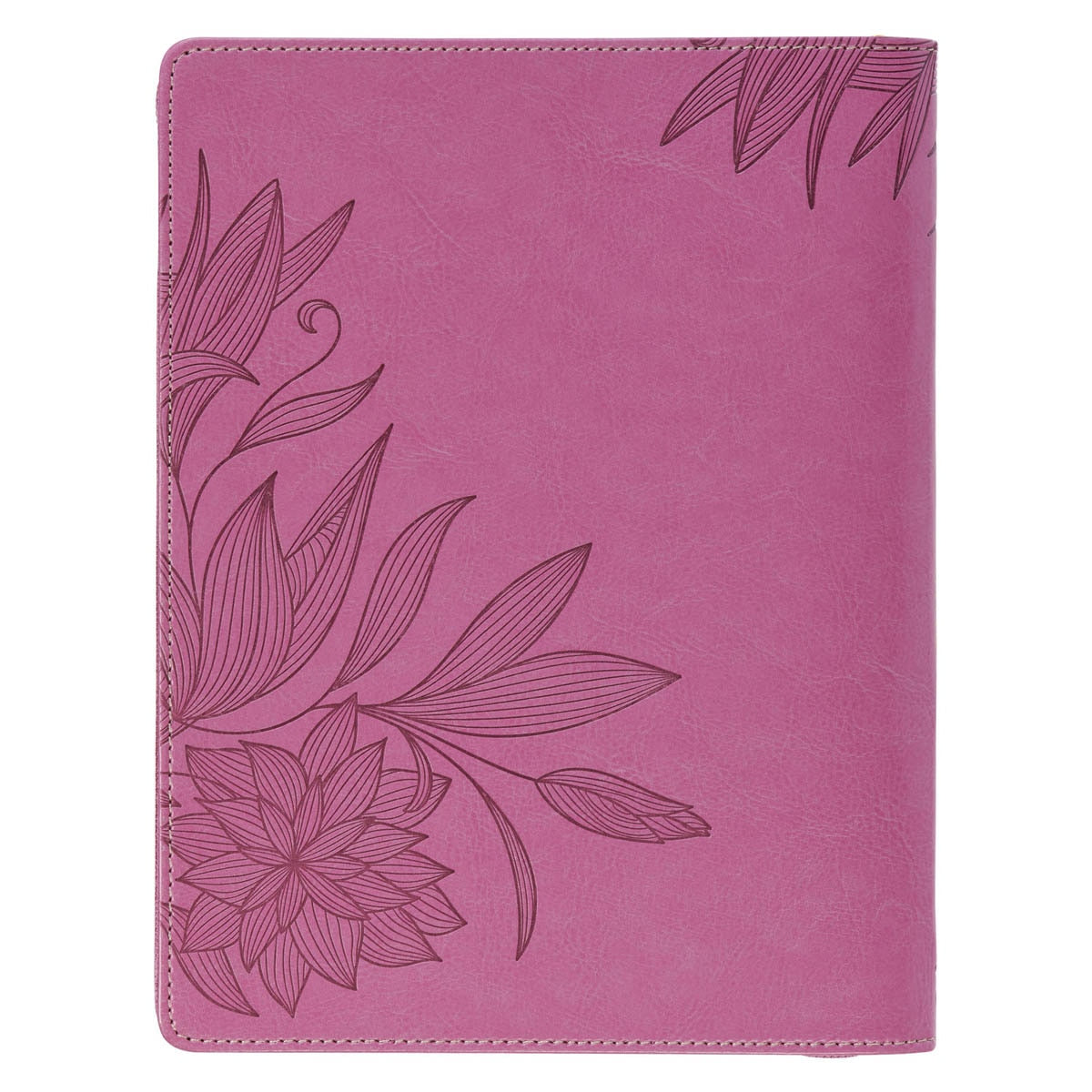 2026 Strong and Courageous Large Bright Pink Faux Leather Zippered 18-month Planner for Women - Joshua 1:9