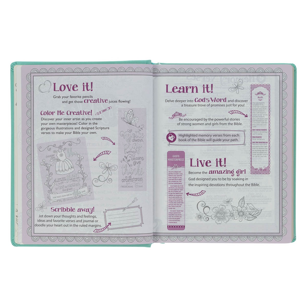 Teal Butterfly Hardcover My Creative Bible for Girls - an ESV Journaling Bible